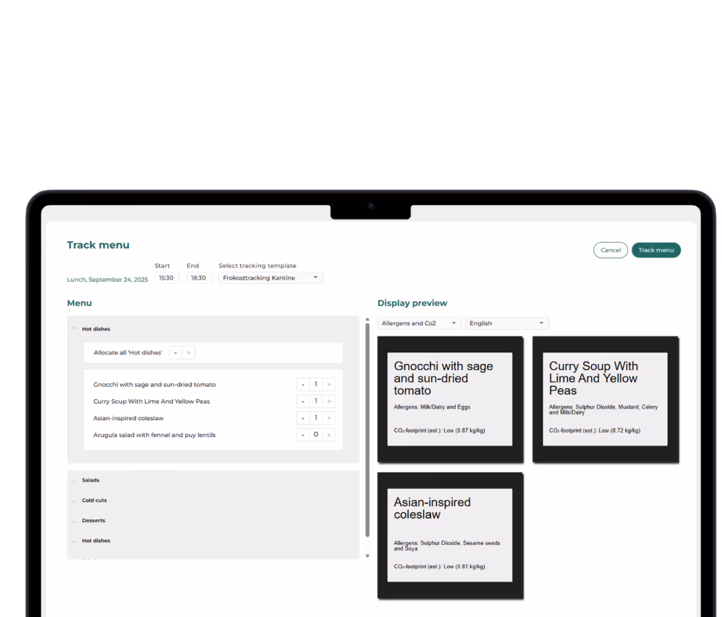 Plan your menu in the FoodOp MenuAssistant